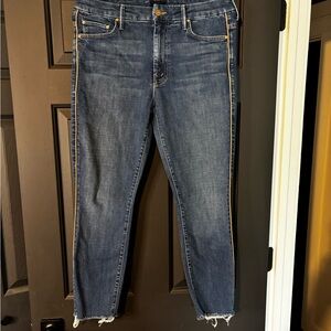 Mother High Waisted Looker Ankle Fray Jeans Size 30